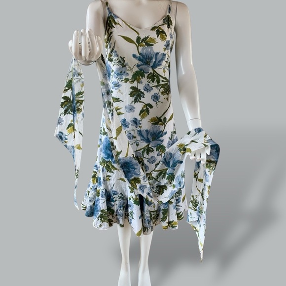 per una 100% cotton summer dress with matching sash/scarf size 8 - Picture 5 of 14